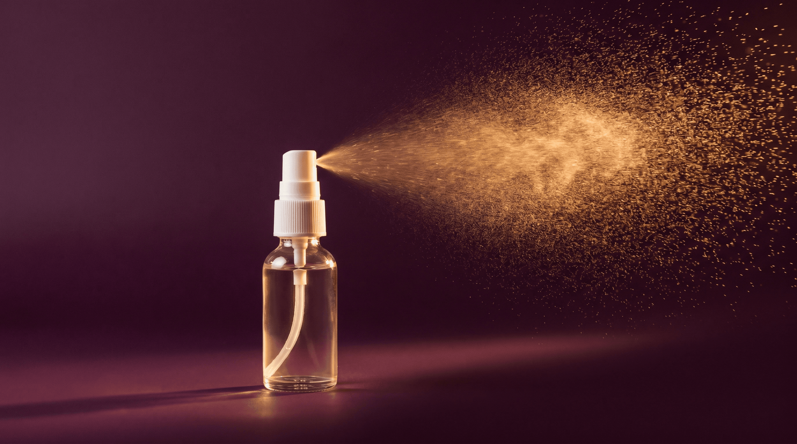 A close-up editorial shot of a woman applying a milky, hydrating toner to her cheek, glowing dewy skin, warm winter light